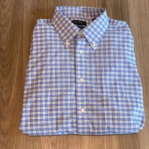 Lauren Ralph Lauren Black Label Button Down Blue Plaid Shirt Mens size Large